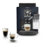 KRUPS Arabica Picto Kaffeevollautomat, kompaktes Design, einfache Bedienung, intuitiv einstellbarer Drehregler, Milchschaumdüse, 2-Tassen-Funktion, Kaffeemaschine, Schwarz, EA810870