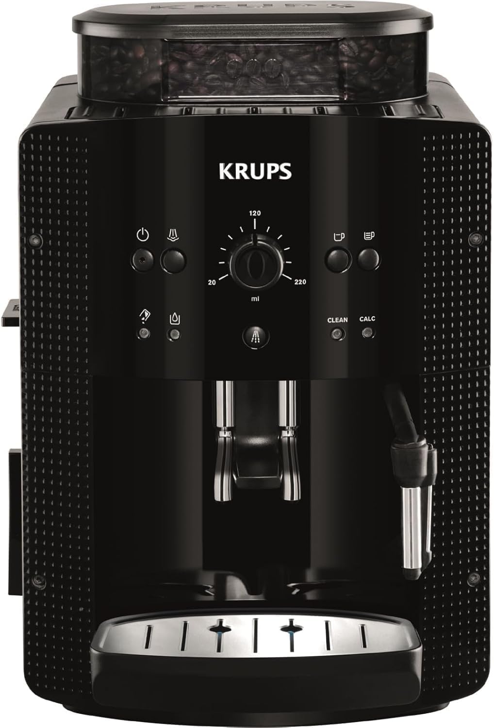 61Qy-5D2zJL._AC_SL1500 KRUPS Arabica Picto Kaffeevollautomat, kompaktes Design, einfache Bedienung, intuitiv einstellbarer Drehregler, Milchschaumdüse, 2-Tassen-Funktion, Kaffeemaschine, Schwarz, EA810870