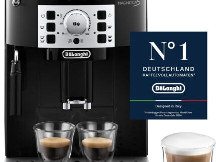 De’Longhi Magnifica S - Perfetto Kaffeevollautomat mit klassischem Milchaufschäumer, Espresso- und Cappuccino Kaffeemaschine, Bedienfeld mit Tasten, Schwarz (ECAM22.110.B)