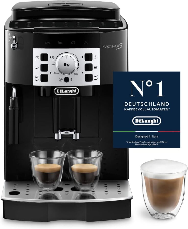 De’Longhi Magnifica S - Perfetto Kaffeevollautomat mit klassischem Milchaufschäumer, Espresso- und Cappuccino Kaffeemaschine, Bedienfeld mit Tasten, Schwarz (ECAM22.110.B)