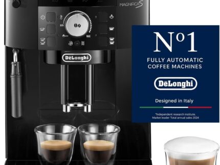 De’Longhi Magnifica S - Perfetto Kaffeevollautomat mit klassischem Milchaufschäumer, Espresso- und Cappuccino Kaffeemaschine, Bedienfeld mit Tasten, Schwarz (ECAM11.112.B)
