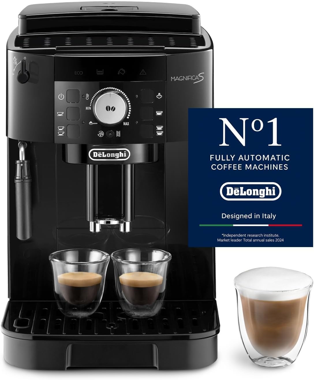 61iWgO9CU9L._AC_SL1500 De’Longhi Magnifica S - Perfetto Kaffeevollautomat mit klassischem Milchaufschäumer, Espresso- und Cappuccino Kaffeemaschine, Bedienfeld mit Tasten, Schwarz (ECAM11.112.B)