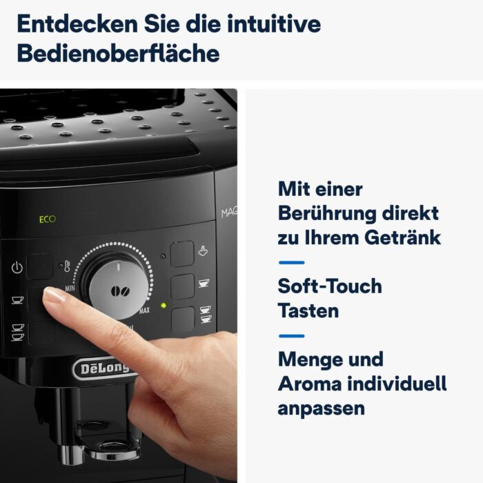 De’Longhi Magnifica S - Perfetto Kaffeevollautomat mit klassischem Milchaufschäumer, Espresso- und Cappuccino Kaffeemaschine, Bedienfeld mit Tasten, Schwarz (ECAM11.112.B)
