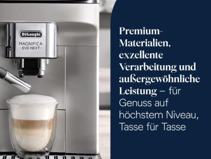 De’Longhi Magnifica Evo Next - Perfetto Kaffeevollautomat mit LatteCrema-Milchaufschäumer, 13 One-Touch-Getränke, Coffee- und Cappuccino Kaffeemaschine, farbiges Touch-Display, Titan (ECAM312.80.SB)